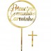 Topo Primeira Comunhão Dourado Personalizável 