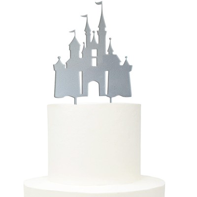 Topo Bolo Acrílico Castelo Encantado Prata