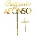 Topo de Bolo Acrílico Dourado Afonso