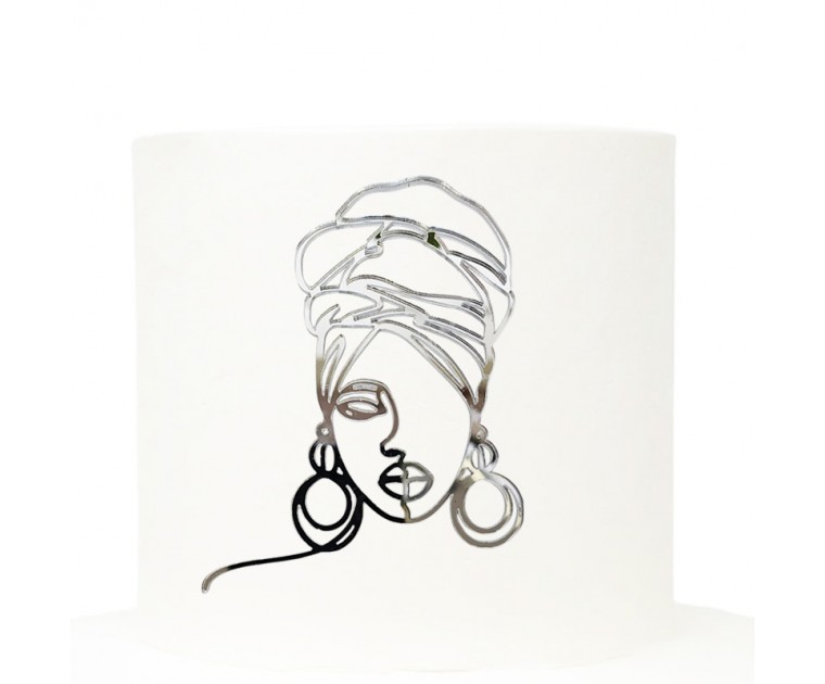Charm Prateado Silhueta Mulher Africana 