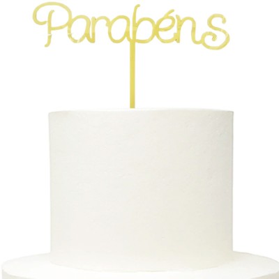 Topo Bolo Personalizável Amarelo Pastel