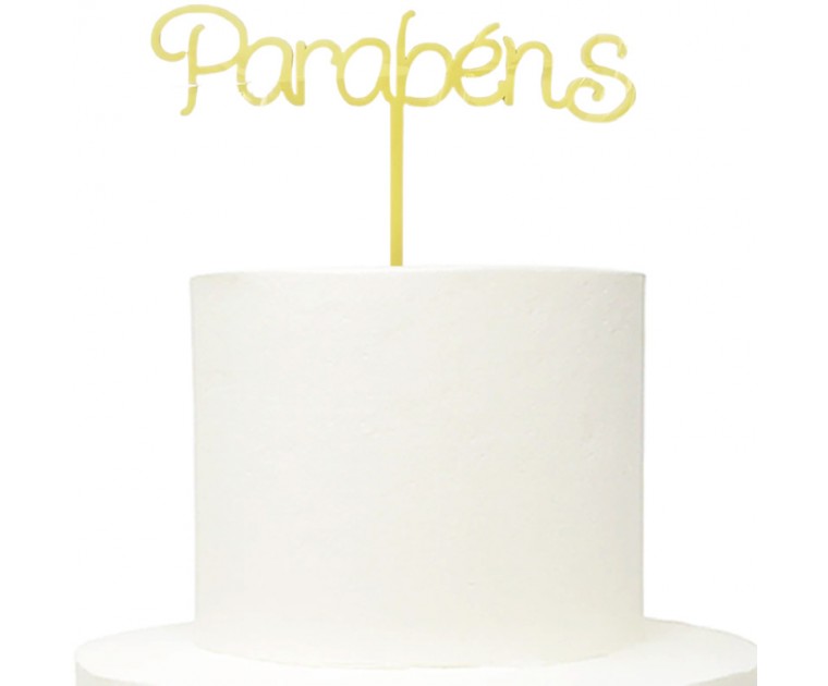 Topo Bolo Personalizável Amarelo Pastel