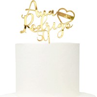 Topo Bolo Bodas Ouro  Coração