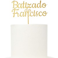 Topo Batizado Clássico Personalizável Dourado