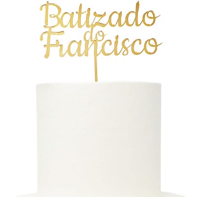 Topo Batizado Clássico Personalizável Dourado