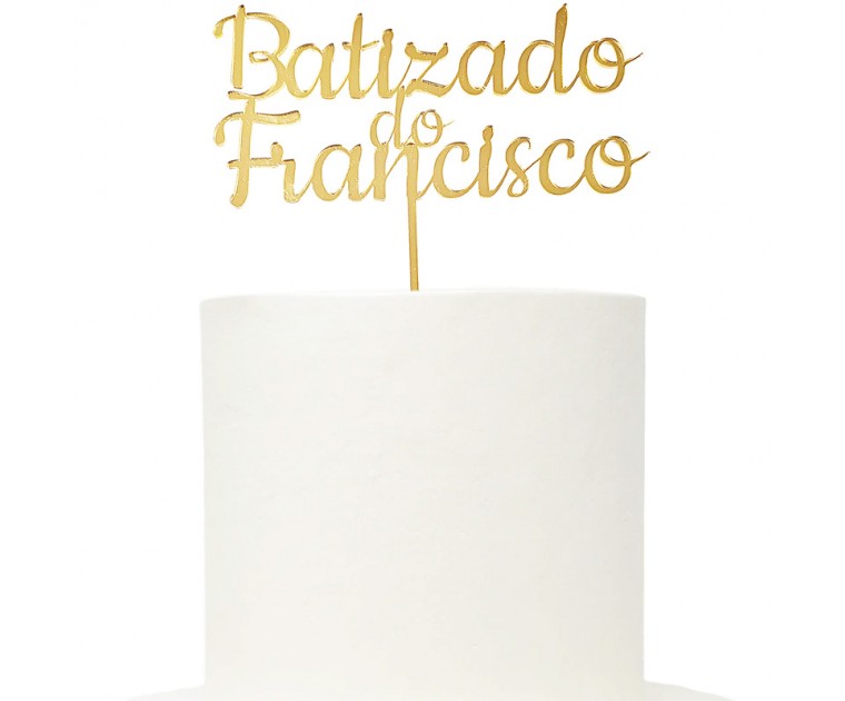 Topo Batizado Clássico Personalizável Dourado Topo Batizado Clássico Personalizável Dourado