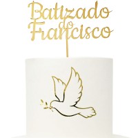 Topo Batizado Clássico Personalizável Dourado 1
