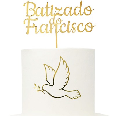 Topo Batizado Clássico Personalizável Dourado 1