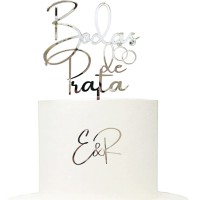 Topo Bolo Bodas Prata Elegance + Charm