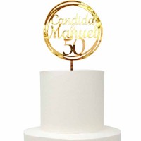 Topo Bolo Comemoração Bodas Ouro 