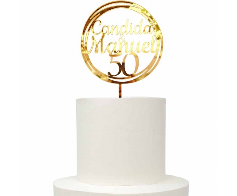 Topo Bolo Comemoração Bodas Ouro 