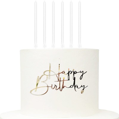 Charm Acrílico Happy Birthday Prata