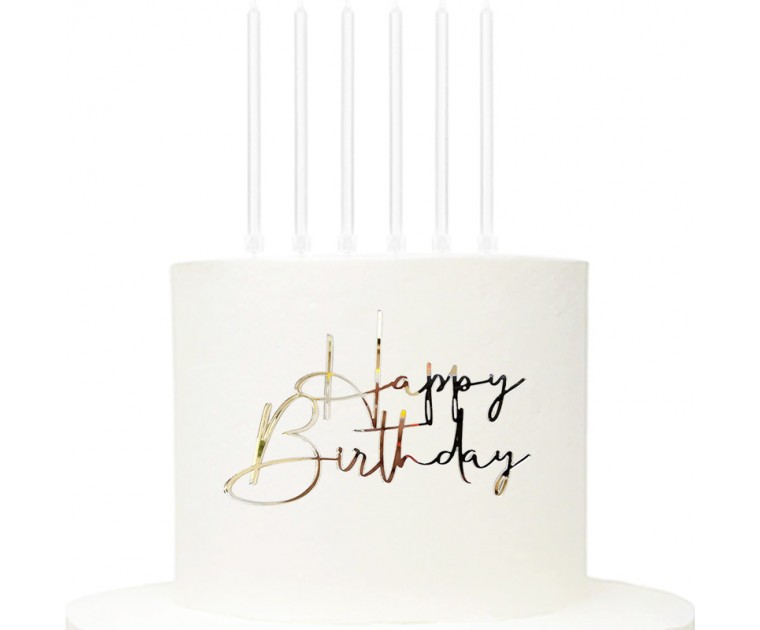 Charm Acrílico Happy Birthday Prata