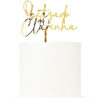 Topo de Bolo Acrílico Dourado Clarinha