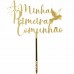 Topo Bolo Primeira Comunhão Dourado