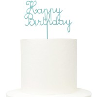 Topo Bolo Acrílico Happy Birthday Verde Menta