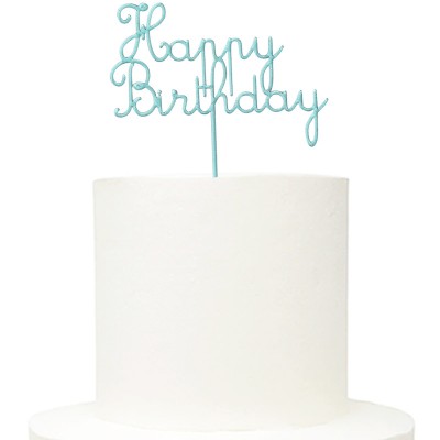 Topo Bolo Acrílico Happy Birthday Verde Menta