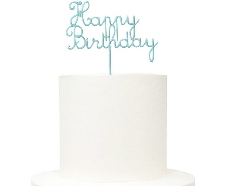Topo Bolo Acrílico Happy Birthday Verde Menta
