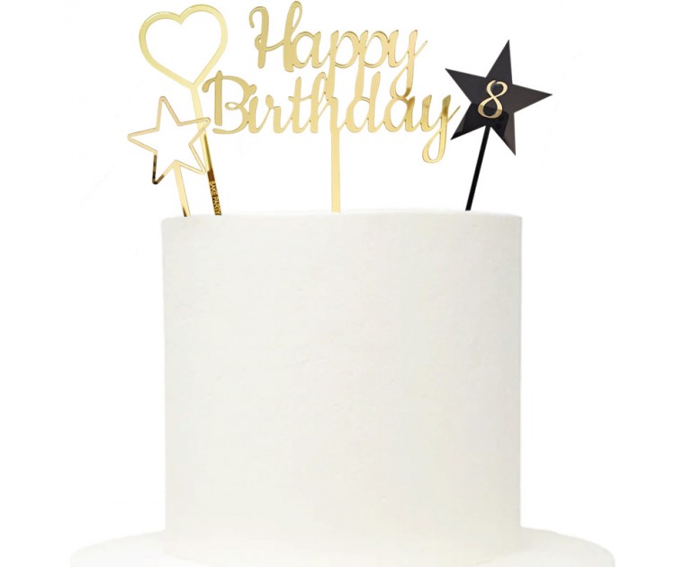 Topo Happy Birthday e Idade Personalizável 