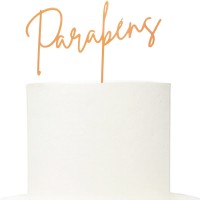 Topo Bolo Parabéns Elegance Laranja