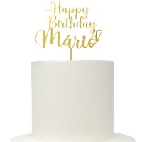 Topo Parabéns Acrílico Dourado Personalizável 