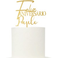 Topo Feliz Aniversário e Nome Personalizável 
