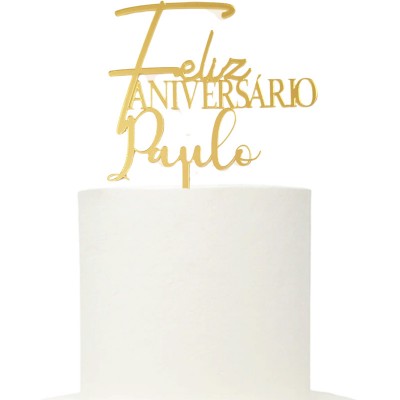Topo Feliz Aniversário e Nome Personalizável 