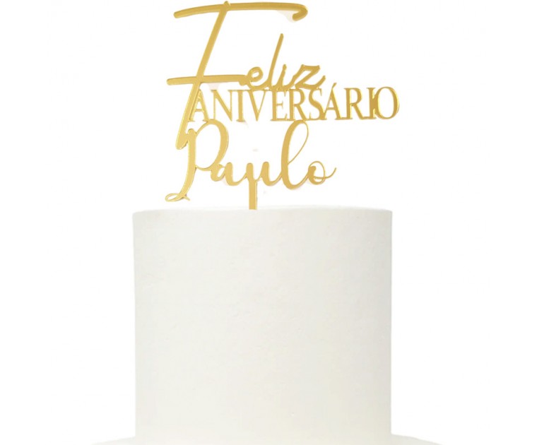 Topo Feliz Aniversário e Nome Personalizável 