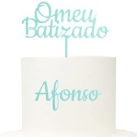 Topo Batizado Personalizável Azul Claro
