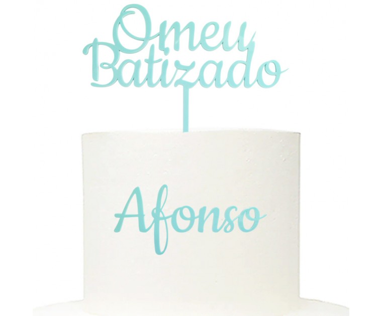 Topo Batizado Personalizável Azul Claro