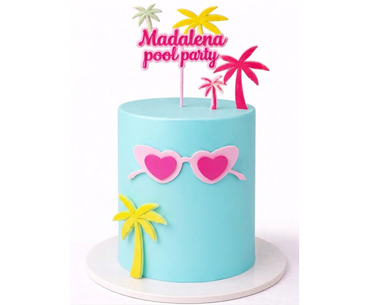 Topo Acrílico Personalizável Pool Party 4 Cores Topo Acrílico Personalizável Pool Party 4 Cores