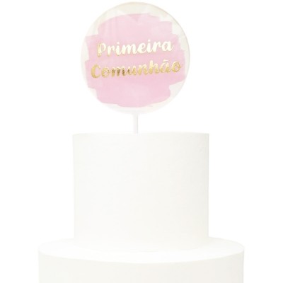 Topo Primeira Comunhão Rosa