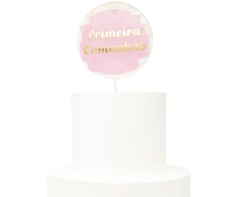 Topo Primeira Comunhão Rosa