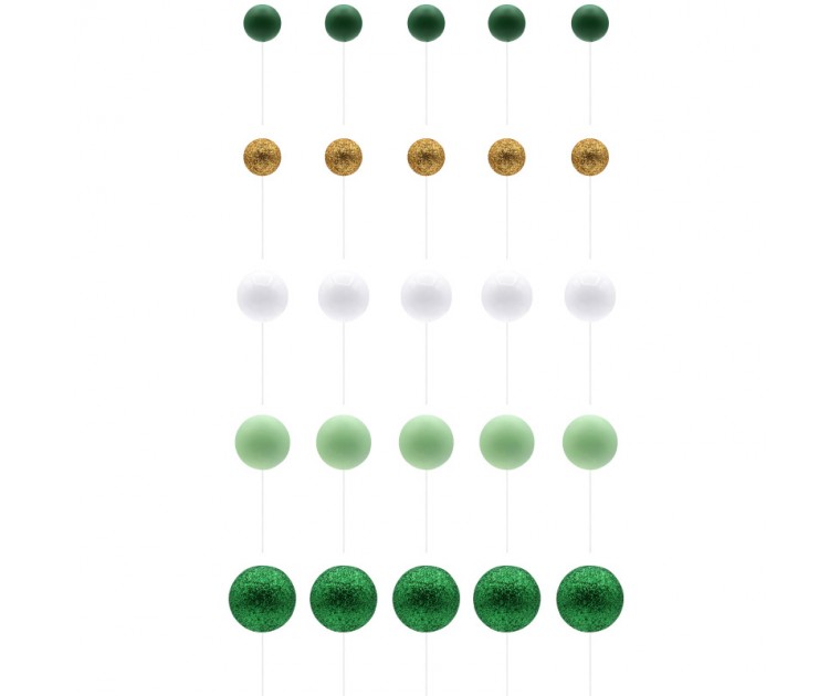 Conjunto Esferas Verde & Ouro
