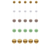 Conjunto Esferas Verde, Bege & Ouro