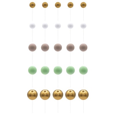 Conjunto Esferas Verde, Bege & Ouro
