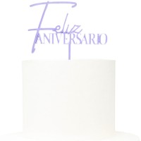 Topo Bolo Acrílico Feliz Aniversário Lilás Topo Bolo Acrílico Feliz Aniversário Lilás