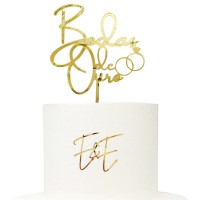 Topo Bolo Bodas Ouro Elegance + Charm
