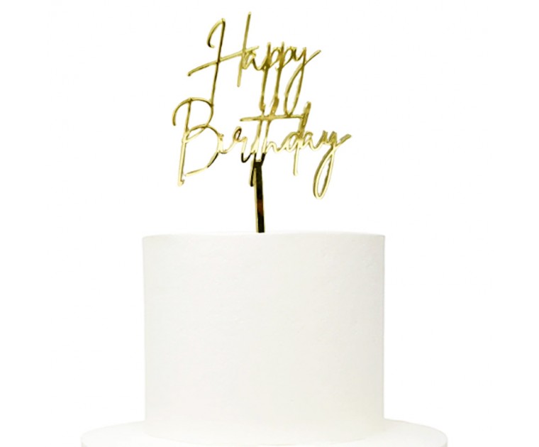 Topo Happy Birthday Dourado