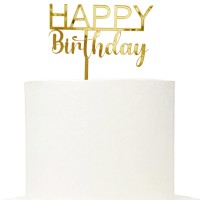 Topo Happy Birthday Dourado 2 Fontes