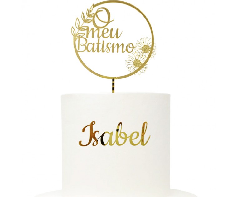 Topo Acrílico Batizado Personalizável 