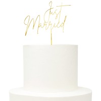Topo Just Married Acrílico Dourado