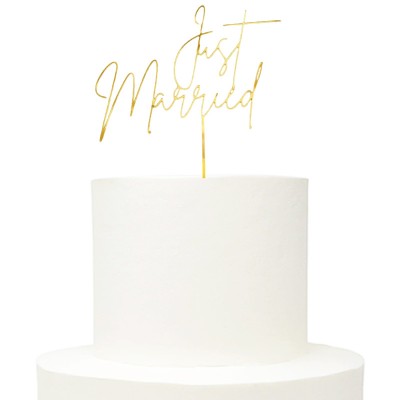 Topo Just Married Acrílico Dourado