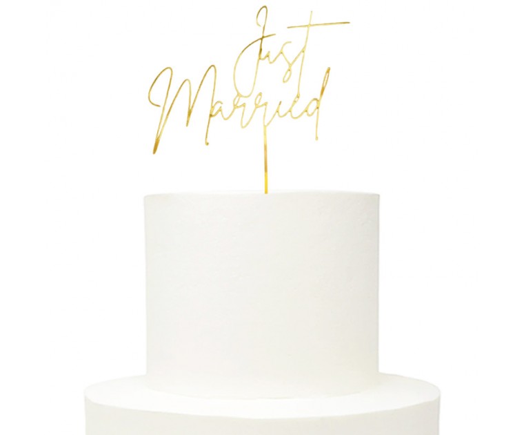 Topo Just Married Acrílico Dourado