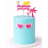 Topo Acrílico Personalizável Pool Party 4 Cores
