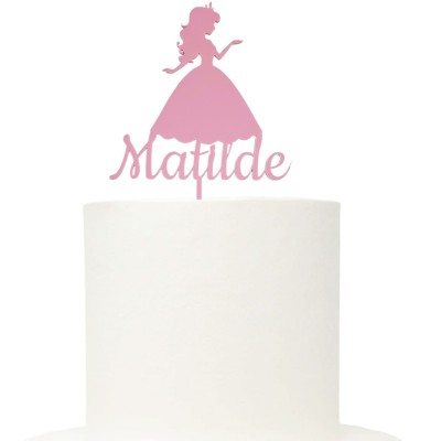 Topo Bolo Acrílico Princesa Personalizável 