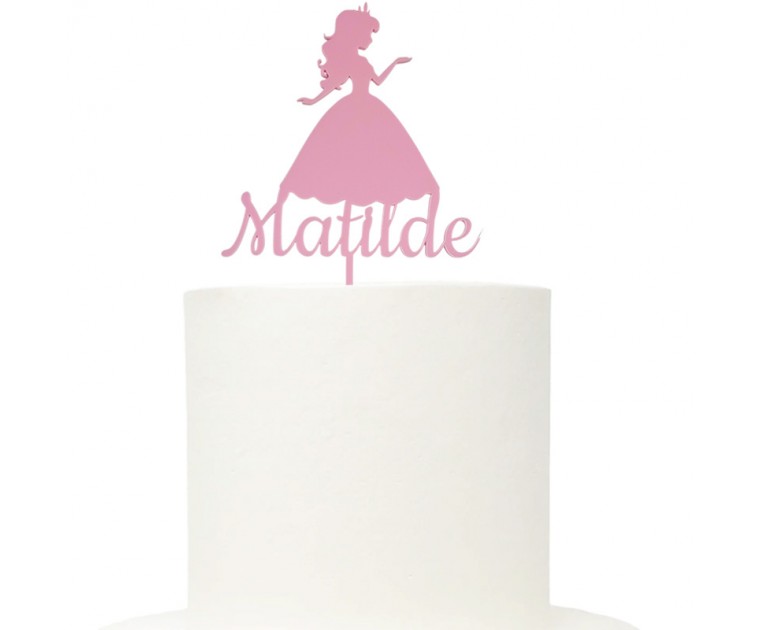 Topo Bolo Acrílico Princesa Personalizável 