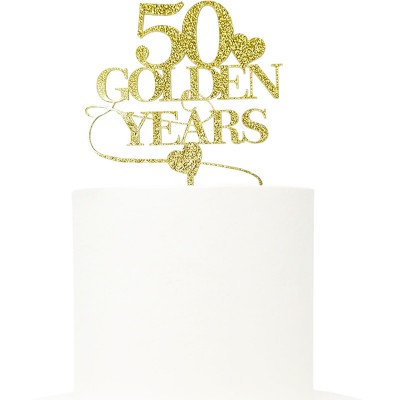 Topo Acrílico Dourado Glitter 50