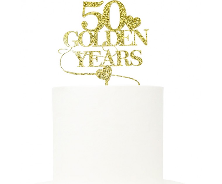 Topo Acrílico Dourado Glitter 50