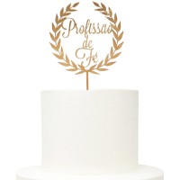 Topo Bolo Profissão Fé Louros Bronze